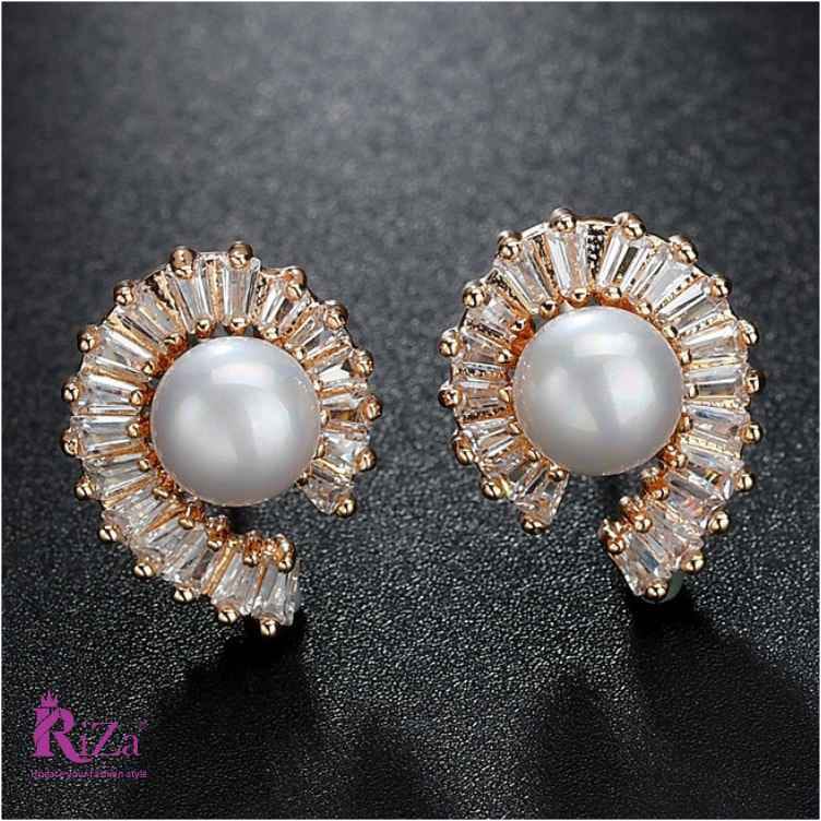 jewelvyn Silver Plated Studded With Zirconia Diamond Earrings