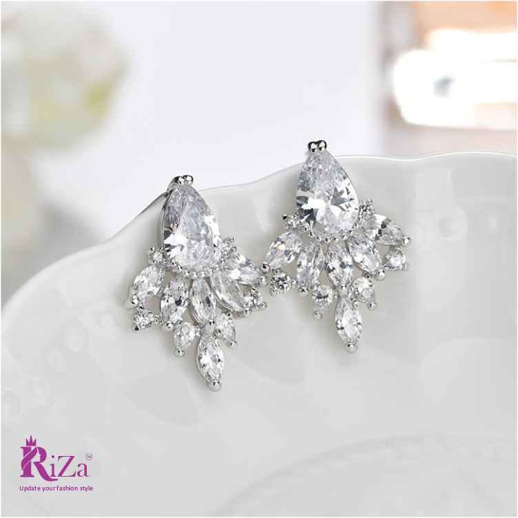 jewelvyn Silver Plated Studded With Zirconia Diamond Earring