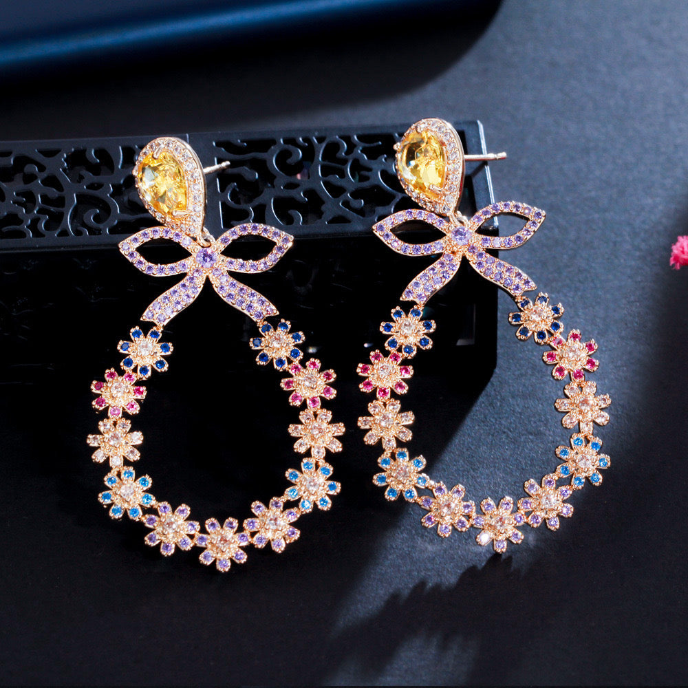 jewelvyn Silver Plated Studded With Zirconia Diamond With Multi Stone Earrings