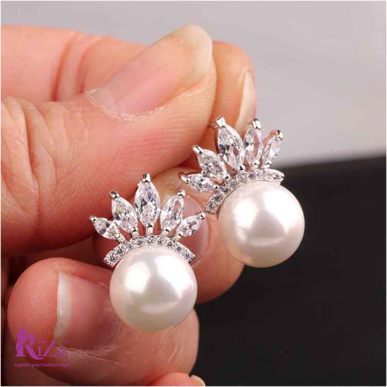 jewelvyn Silver Plated Studded With Zirconia Diamond Earrings