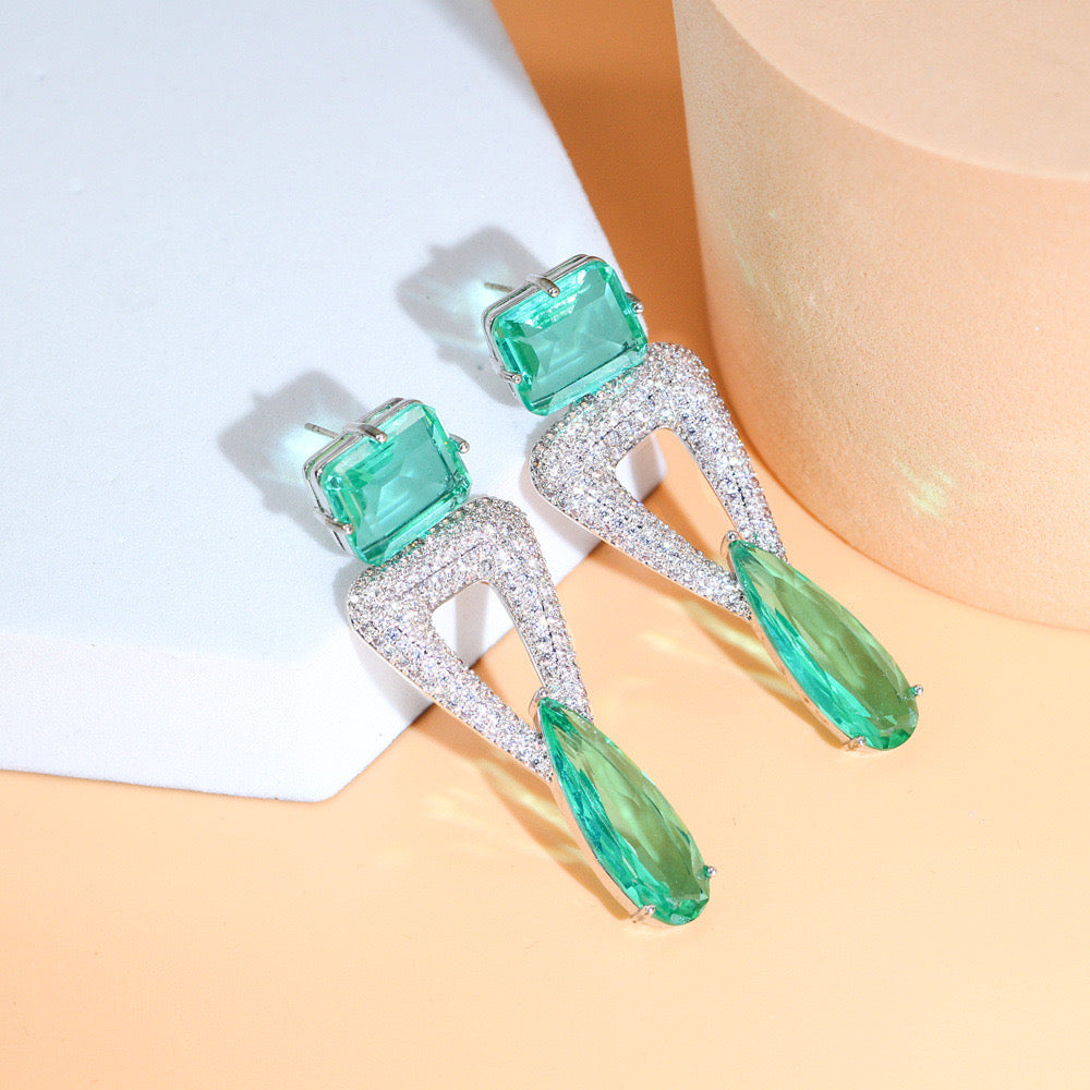 jewelvyn Silver Plated Studded With Zirconia Diamond With Multi Stone Earrings