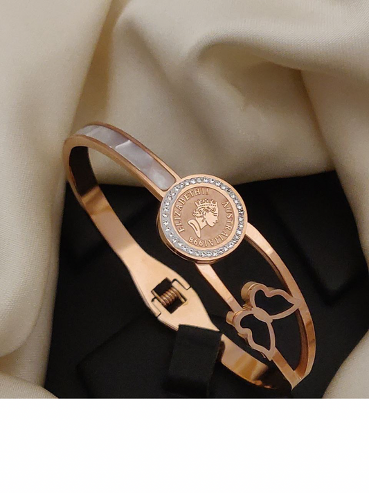 jewelvyn Rose Gold Plated Studded With Zircoina Diamond With Rose Gold Bracelate