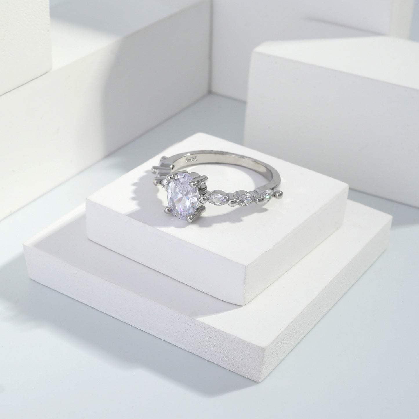 jewelvyn Silver plated studded with cubic  zirconia diamond Silver Ring