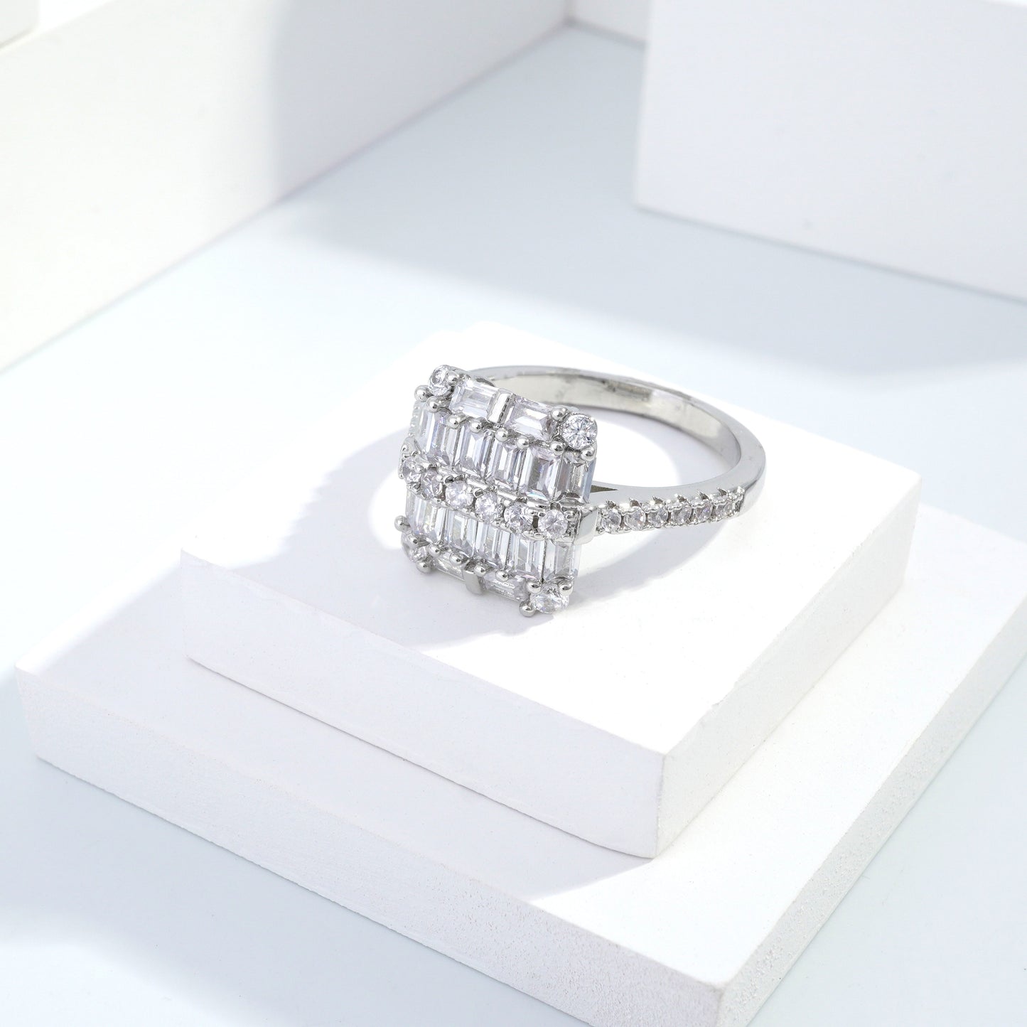jewelvyn Silver plated studded with cubic  zirconia diamond Silver Ring