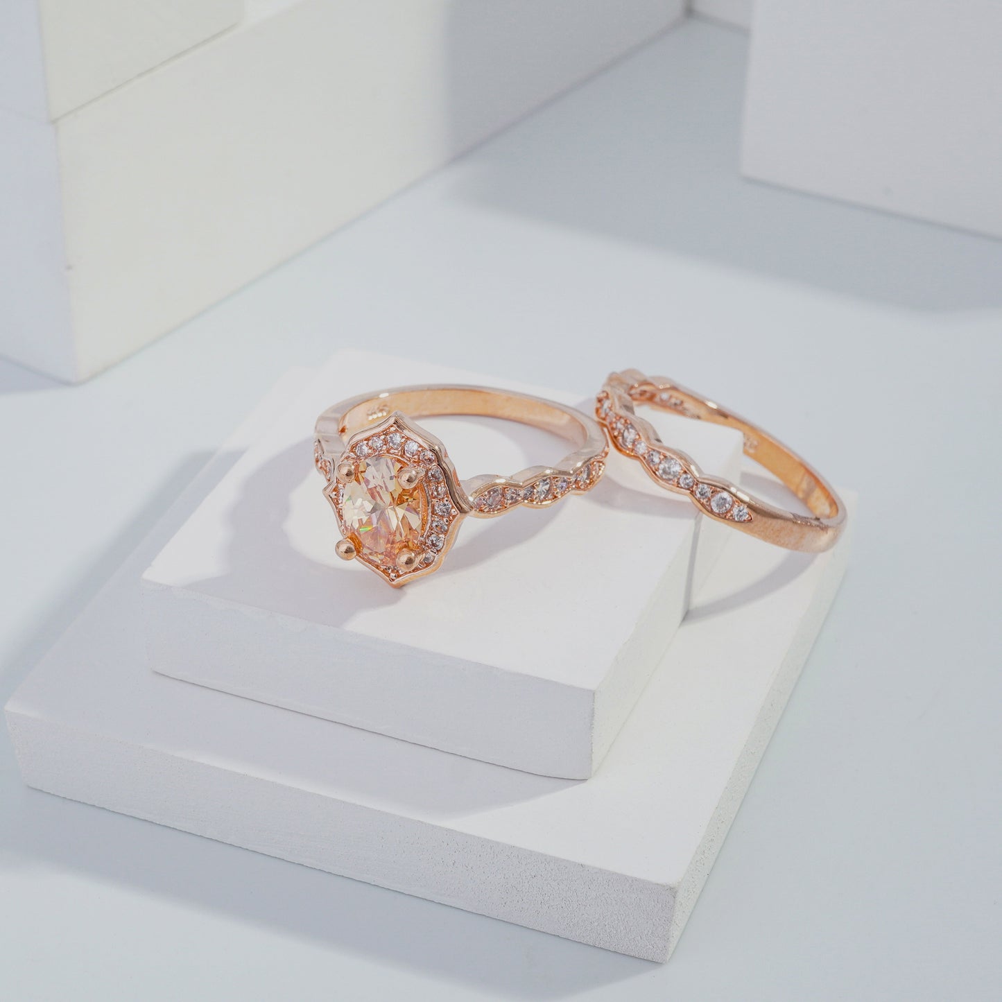 jewelvyn Rose Gold plated studded with cubic  zirconia diamond Ring