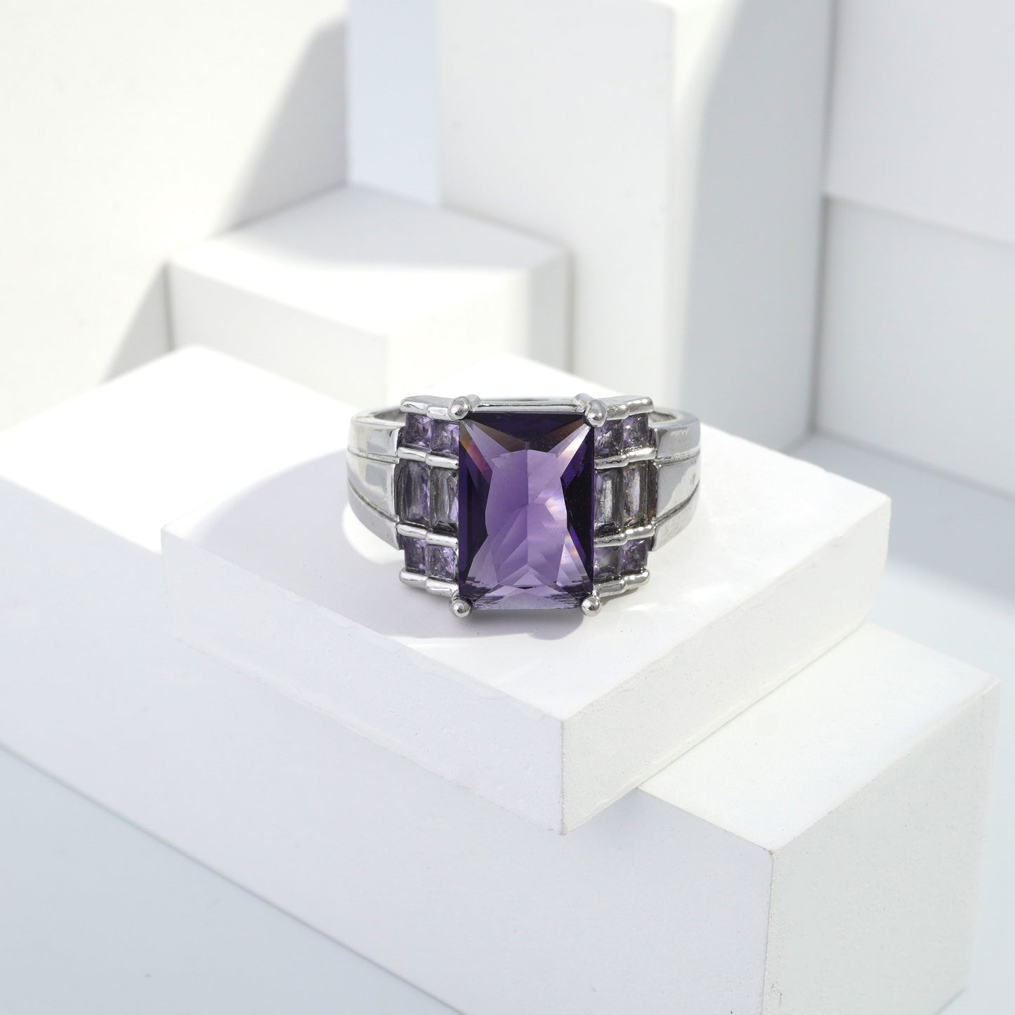 jewelvyn Silver plated studded with cubic  zirconia diamond Silver Ring