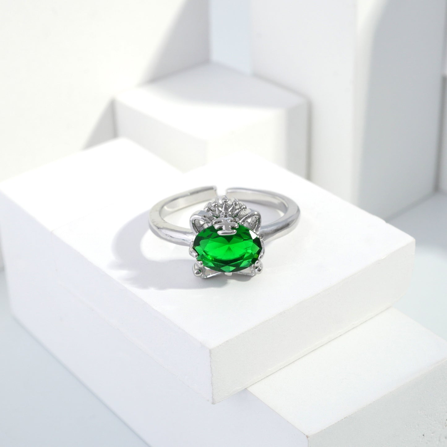 jewelvyn Silver plated studded with cubic  zirconia diamond Silver Ring