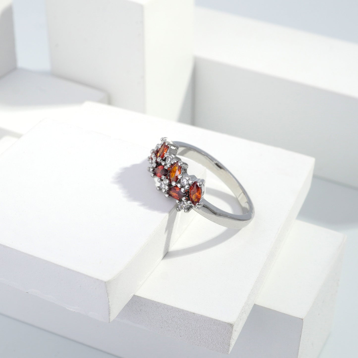 jewelvyn Silver plated studded with cubic  zirconia diamond Silver Ring