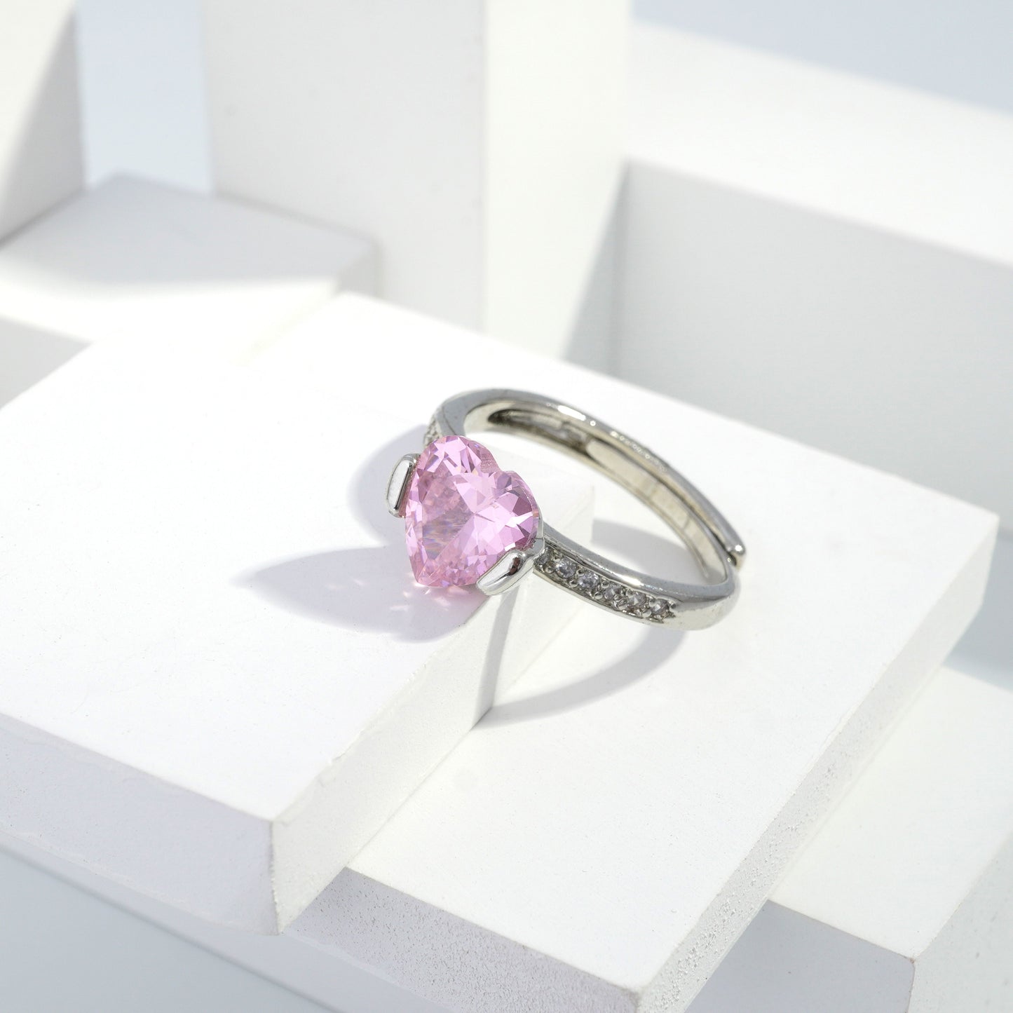 jewelvyn Silver plated studded with cubic  zirconia diamond Silver Ring
