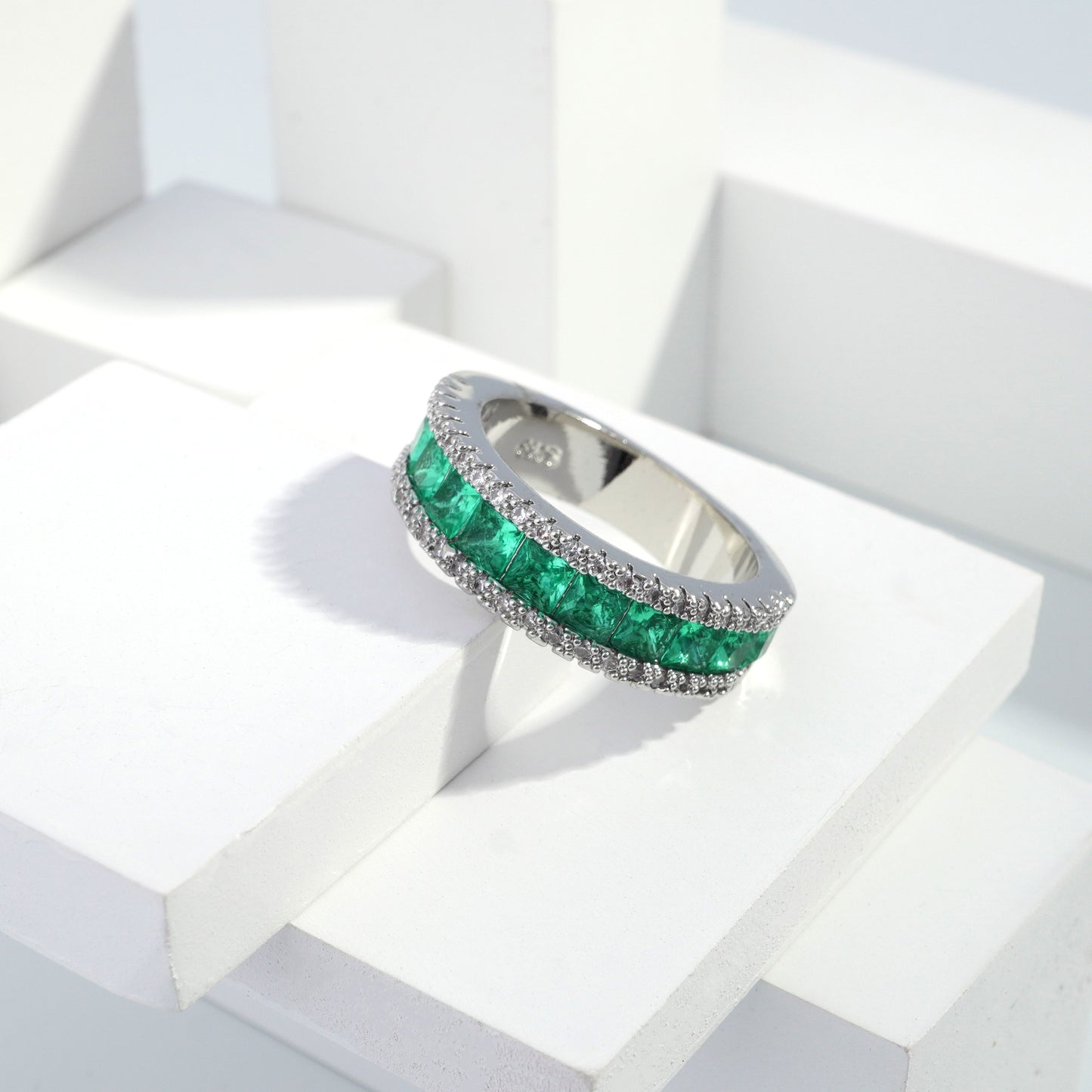 jewelvyn Silver plated studded with cubic  zirconia diamond Silver Ring