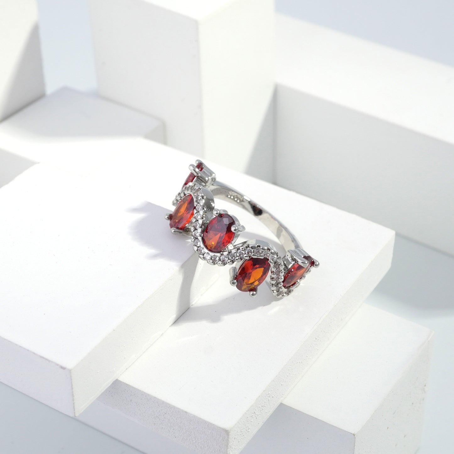 jewelvyn Silver plated studded with cubic  zirconia diamond Silver Ring