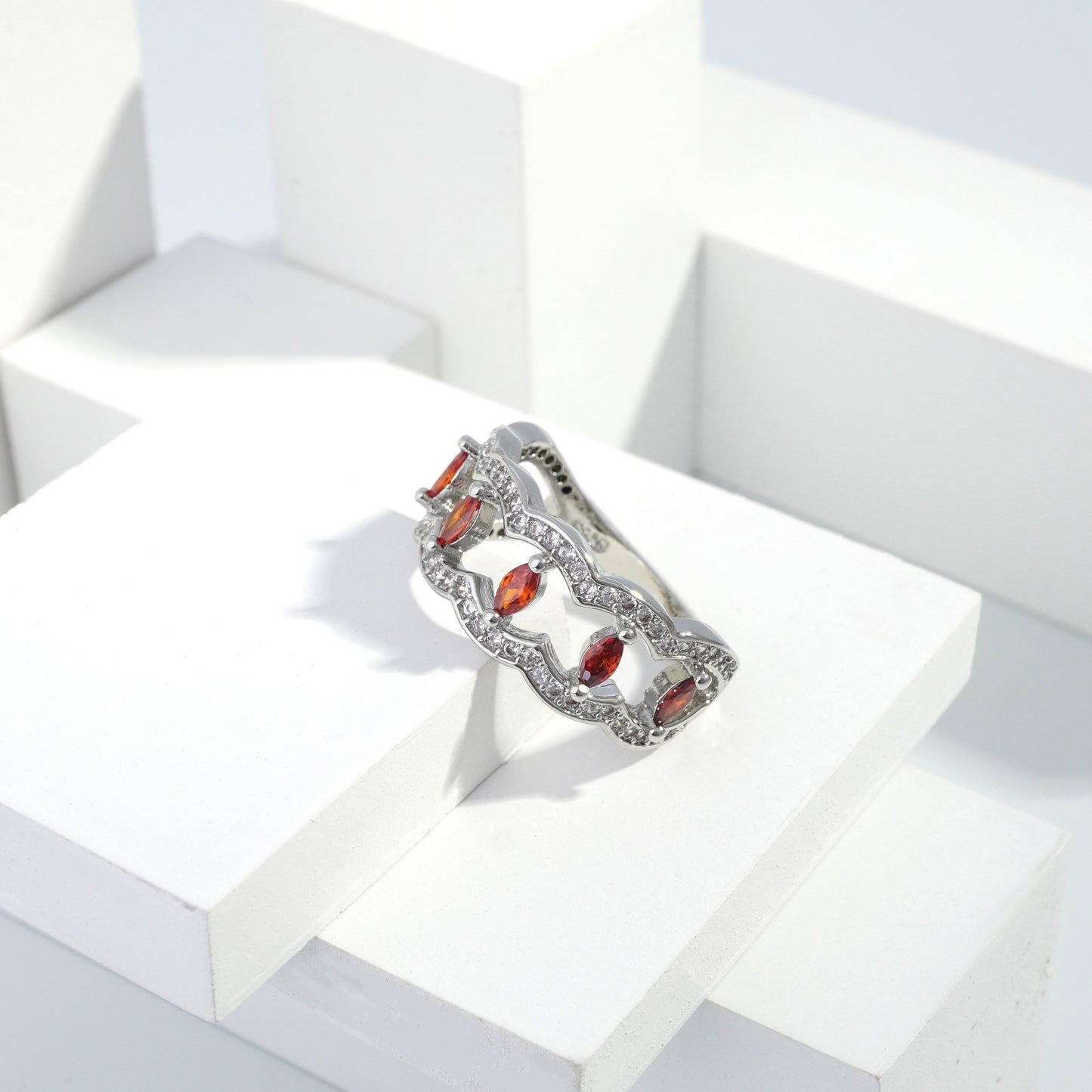 jewelvyn Silver plated studded with cubic  zirconia diamond Silver Ring