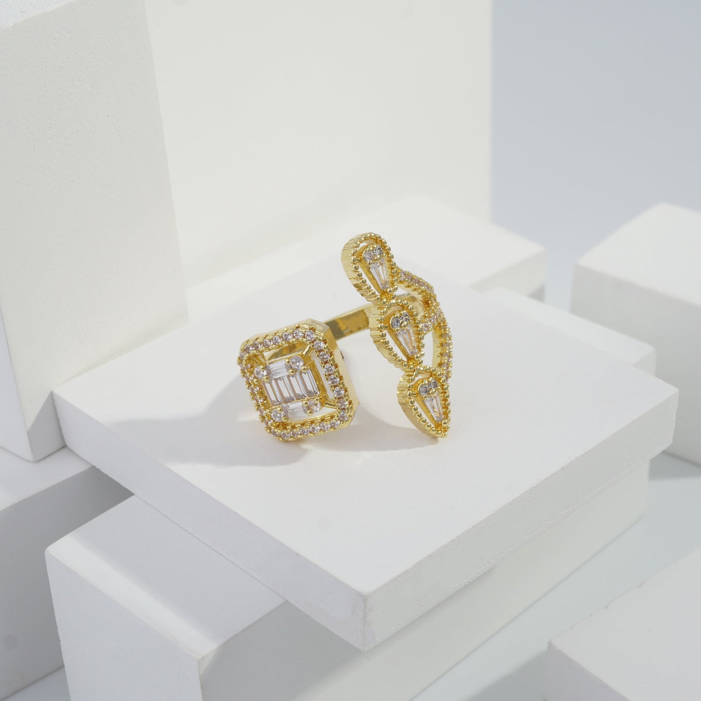 jewelvyn Gold plated studded with cubic  zirconia diamond Gold Ring