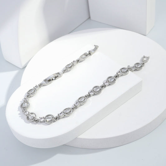 Jewelvyn Silver Plated Studded With Zircoina Diamond With Silver Bracelate