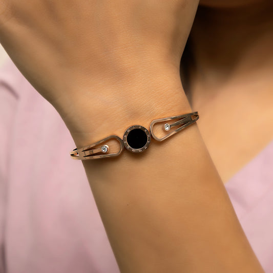 Jewelvyn Round Black Rose Gold Bracelet