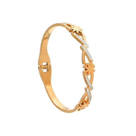 Jewelvyn Gold Plated Studded With Zircoina Diamond With Gold Bracelate