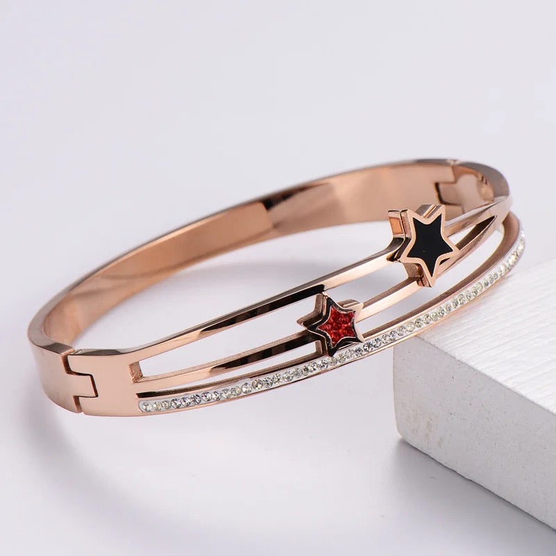 jewelvyn Rose Gold Plated Studded With Zircoina Diamond With Rose Gold Bracelate