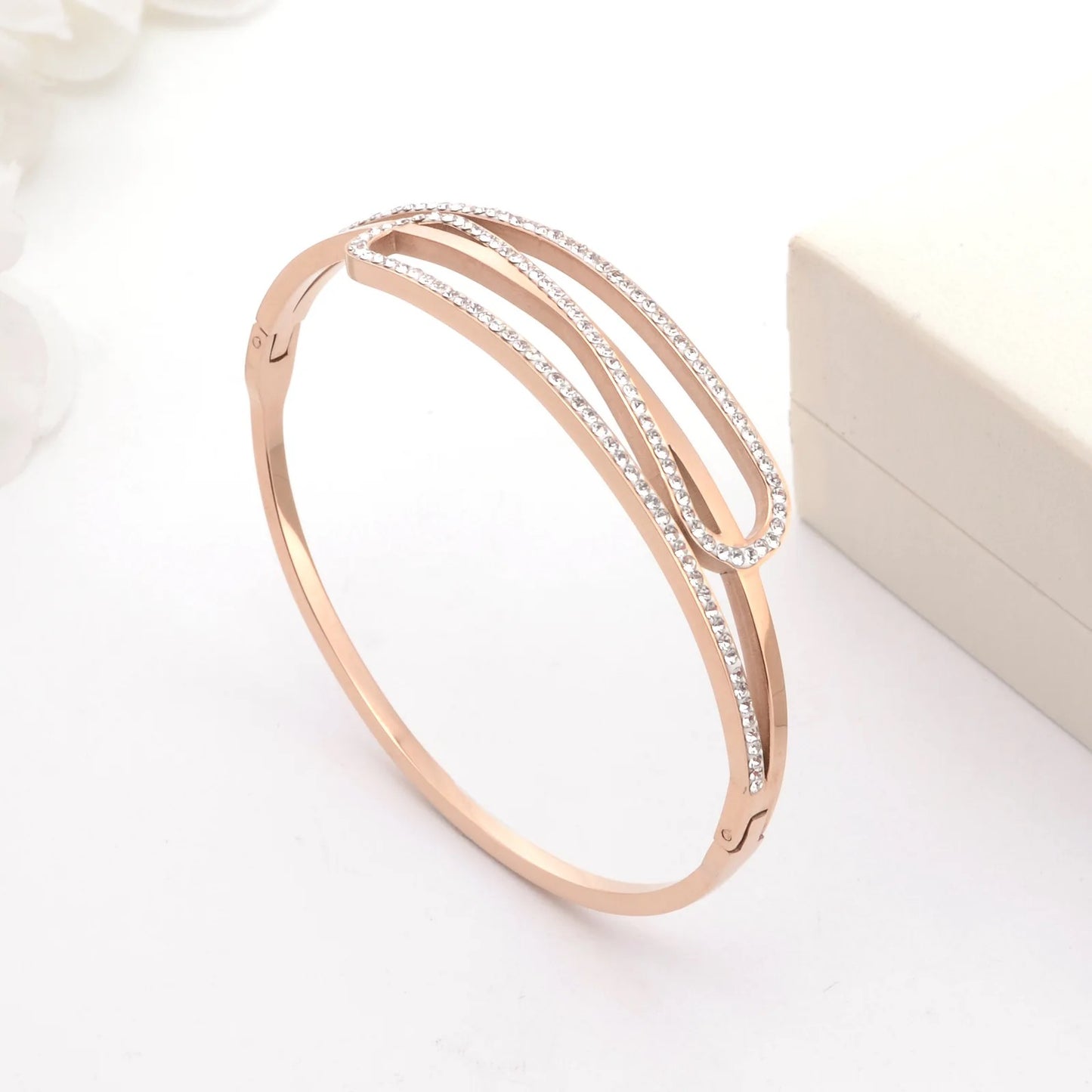 jewelvyn  Rose Gold Plated Studded With Zircoina Diamond With Rose Gold  Bracelate