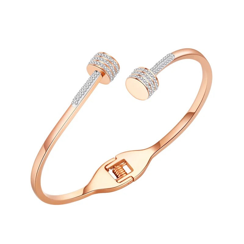 jewelvyn Rose Gold Plated Studded With Zircoina Diamond With Rose Gold Bracelate