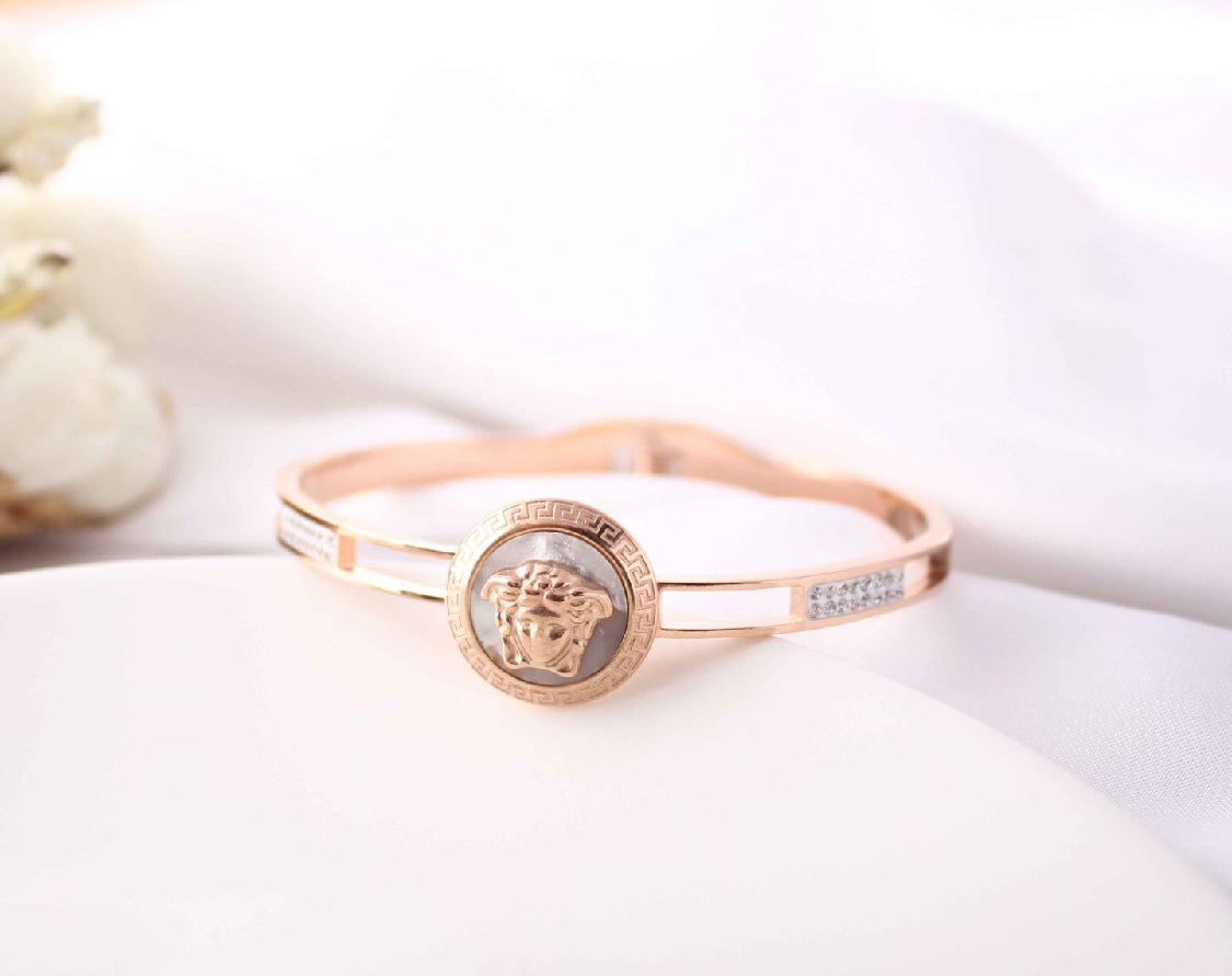 jewelvyn Rose Gold Plated Studded With Zircoina Diamond With Rose Gold Bracelate