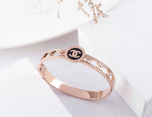 jewelvyn Rose Gold Plated Studded With Zircoina Diamond With Rose Gold Bracelate