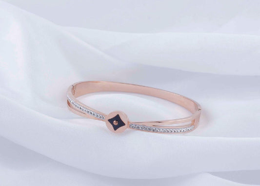 jewelvyn Rose Gold Plated Studded With Zircoina Diamond With Rose Gold Bracelate