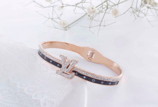 jewelvyn Rose Gold Plated Studded With Zircoina Diamond With Rose Gold Bracelate