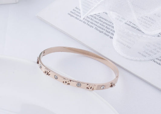 jewelvyn Rose Gold Plated Studded With Zircoina Diamond With Rose Gold Bracelate