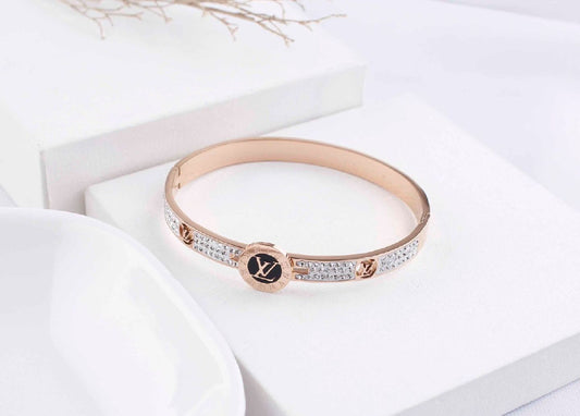 jewelvyn Rose Gold Plated Studded With Zircoina Diamond With Rose Gold Bracelate