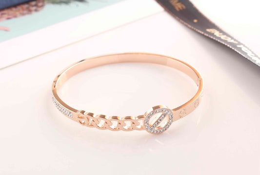 jewelvyn Rose Gold Plated Studded With Zircoina Diamond With Rose Gold Bracelate