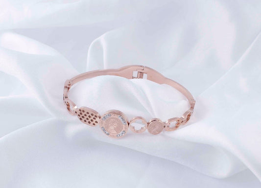 jewelvyn Rose Gold Plated Studded With Zircoina Diamond With Rose Gold Bracelate