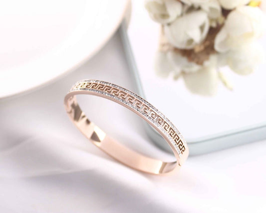 jewelvyn Rose Gold Plated Studded With Zircoina Diamond With Rose Gold Bracelate