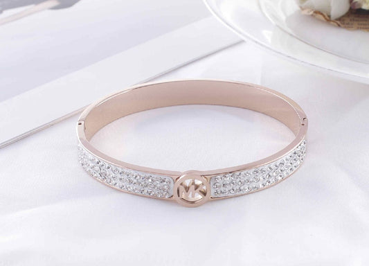 jewelvyn Rose Gold Plated Studded With Zircoina Diamond With Rose Gold Bracelate