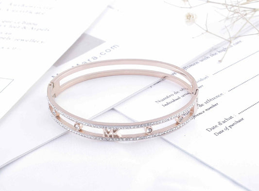 jewelvyn Rose Gold Plated Studded With Zircoina Diamond With Rose Gold Bracelate