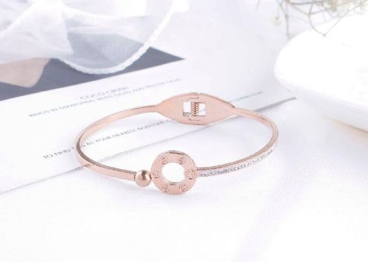 jewelvyn Rose Gold Plated Studded With Zircoina Diamond With Rose Gold Bracelate