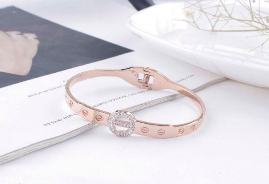 jewelvyn Rose Gold Plated Studded With Zircoina Diamond With Rose Gold Bracelate