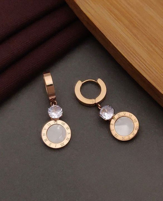 Jewelvyn Gold Plated Studded With Zirconia Diamond Earrings