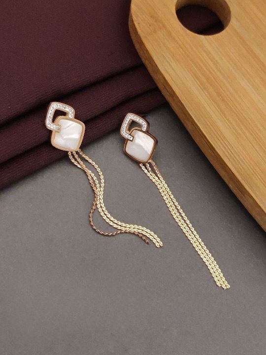 Jewelvyn Gold Plated Studded With Zirconia Diamond Earrings