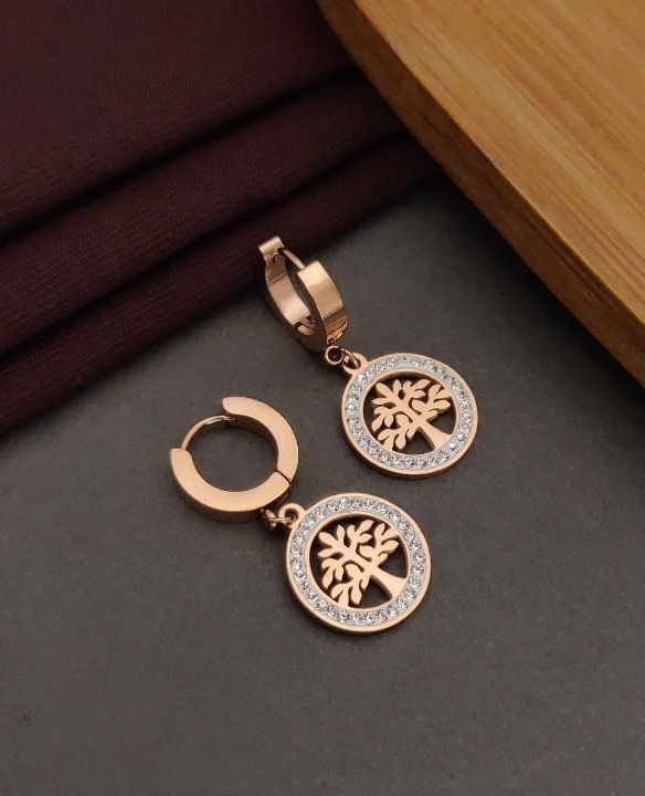 Jewelvyn Gold Plated Studded With Zirconia Diamond Earrings