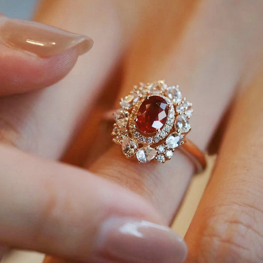 jewelvyn gold plated studded with cubic zirconia diamond in light siam stone color ring