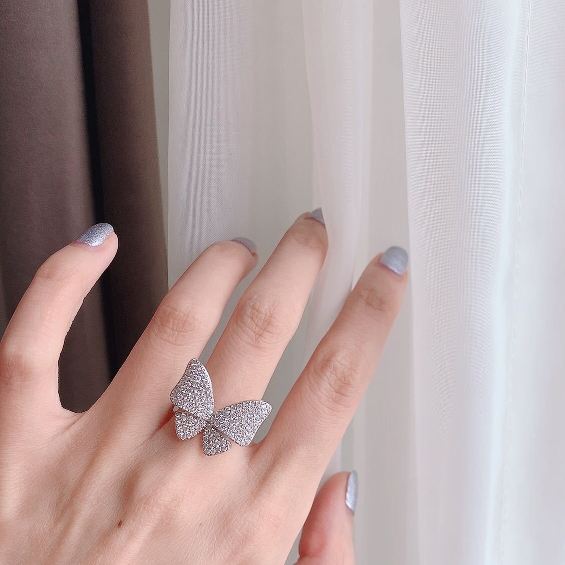 jewelvyn silver plated studded with cubic zirconia diamond ring