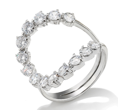 jewelvyn silver plated studded with cubic zirconia diamond ring