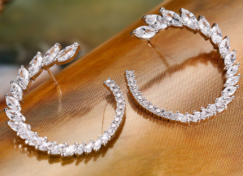 jewelvyn Silver Plated Studded With Zirconia Diamond Earring