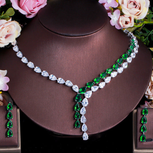 jewelvyn Silver Plated Studded With Zirconia Diamond With Multi Colour Necklace