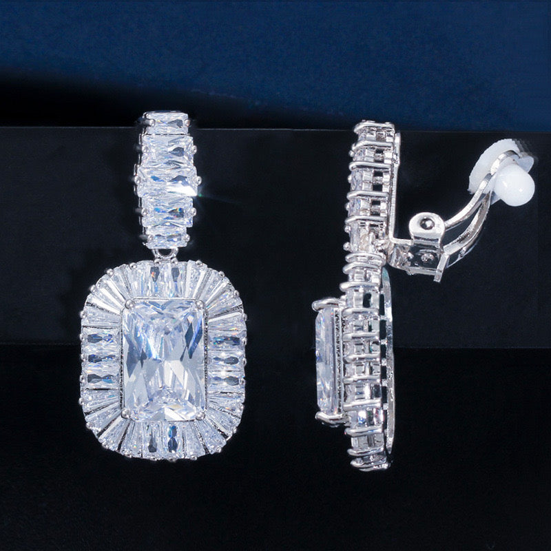 jewelvyn Silver Plated Studded With Zirconia Diamond Earrings