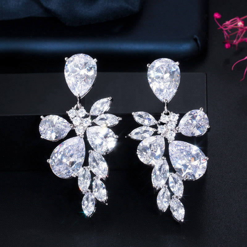 jewelvyn Silver Plated Studded With Zirconia Diamond Earrings