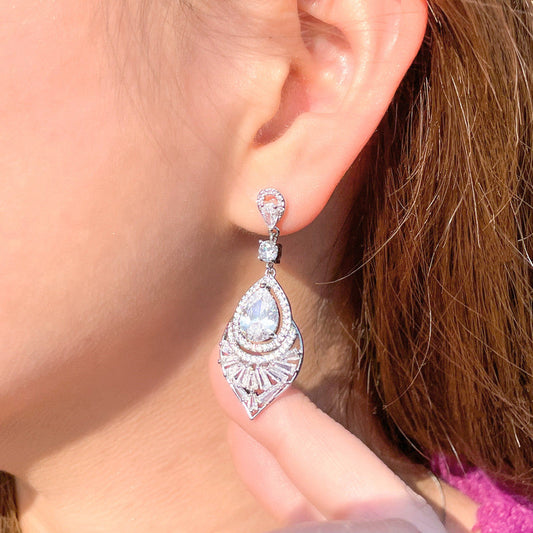 jewelvyn Silver Plated Studded With Zirconia Diamond Earrings