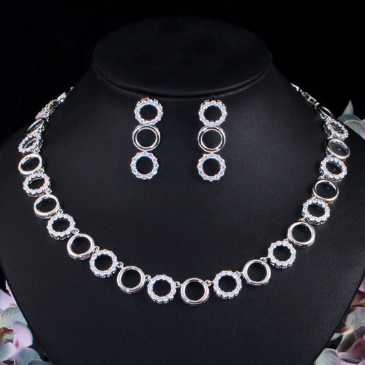 jewelvyn Silver Plated Studded With Zirconia Diamond With Multi Colour Necklace
