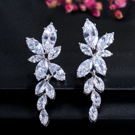 jewelvyn Silver Plated Studded With Zirconia Diamond Earrings