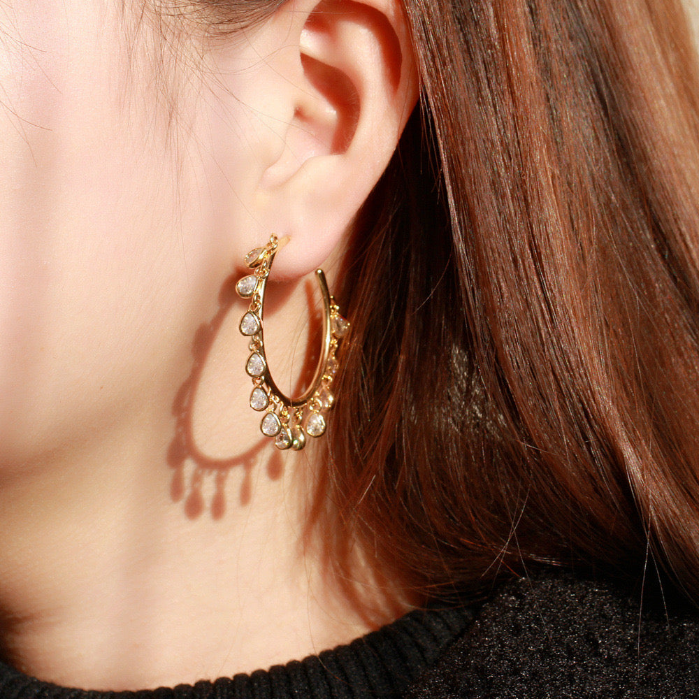 jewelvyn Silver Plated Studded With Zirconia Diamond Earrings